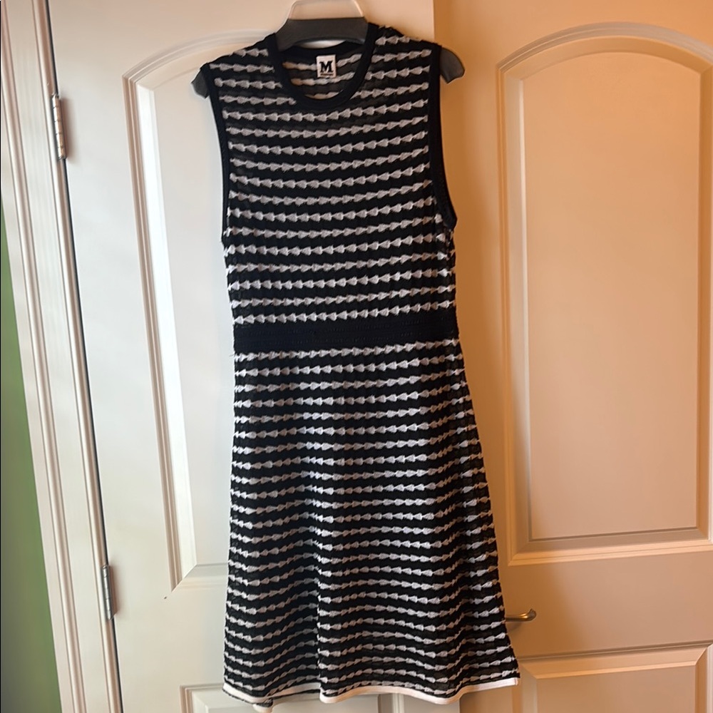 M by Missoni Black and White A-Line Midi Dress